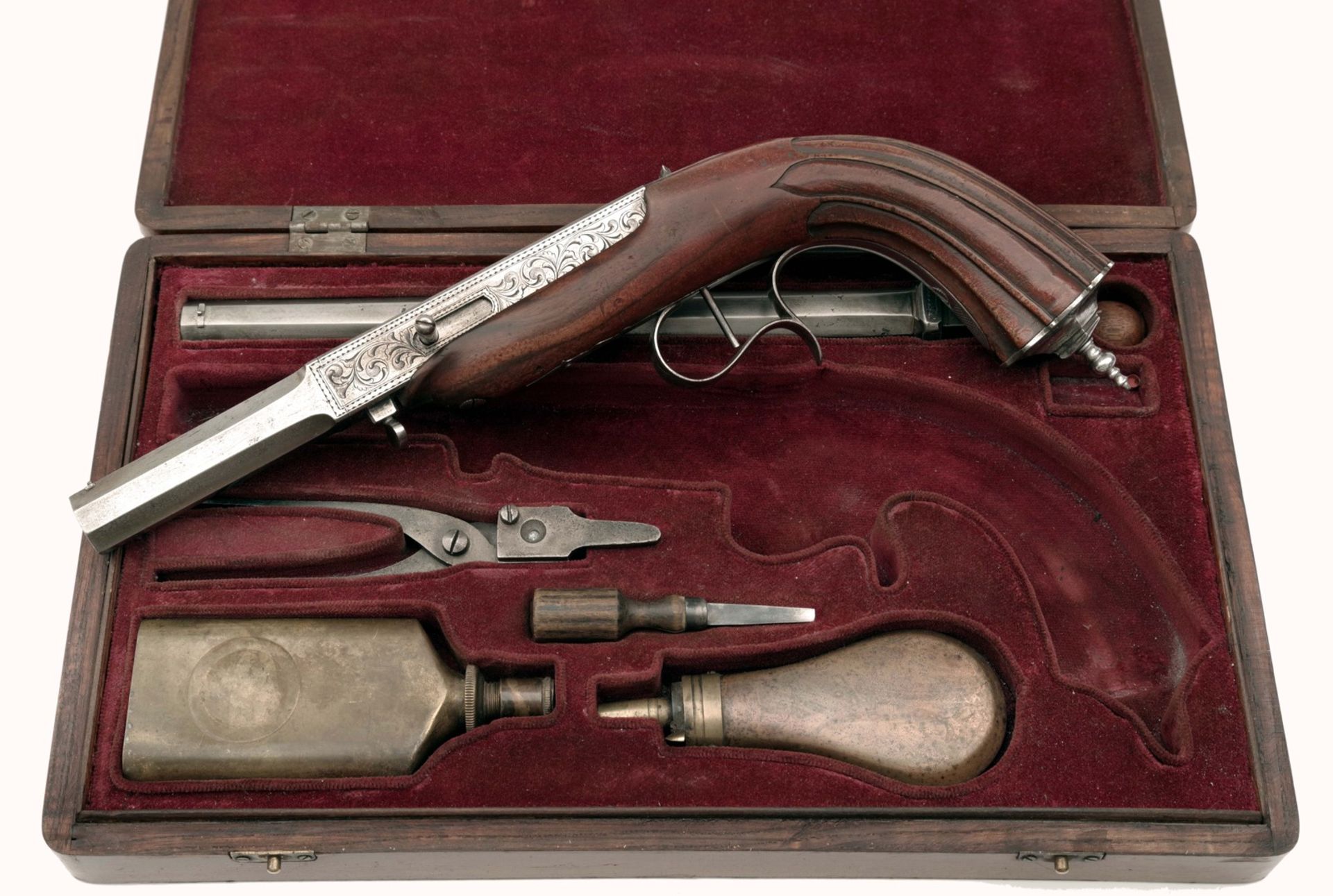 A Percussion Cased Parlor Pistol with Interchangeable Barrels - Image 2 of 8