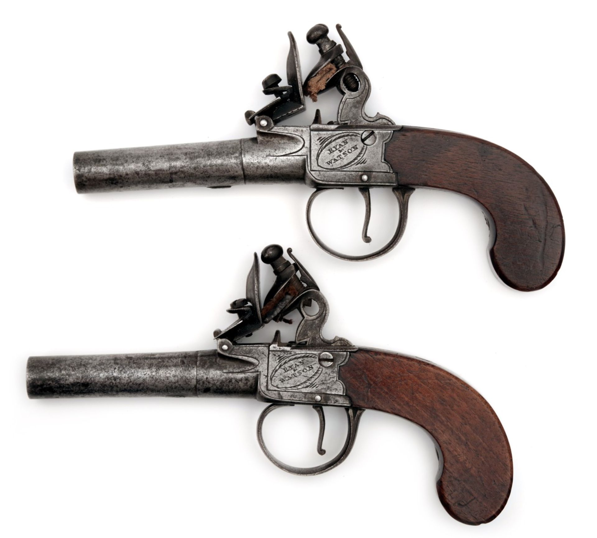 A Pair of Cased Flintlock Pocket Pistol by Ryan & Watson - Image 5 of 5