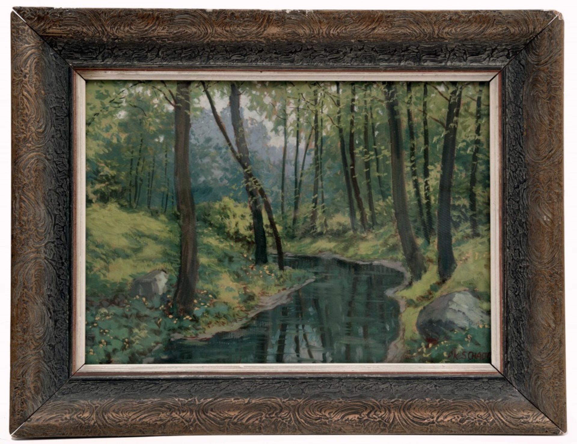 A Woodland with a Brook by Karel Schadt - Image 2 of 4
