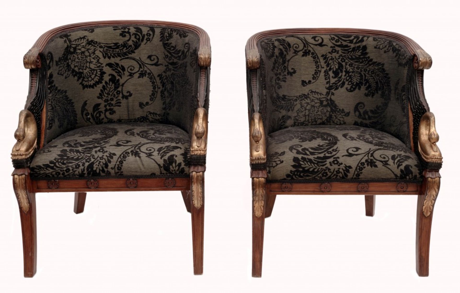 A Pair of Empire Style Barrel Chairs