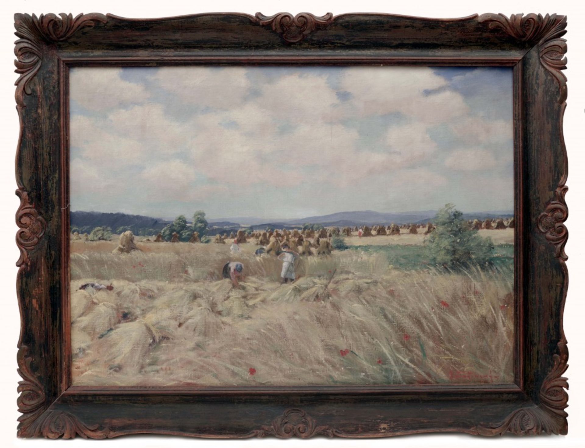 A Summer Landscape with Sheaves by Alois Tuzinsky - Image 2 of 4