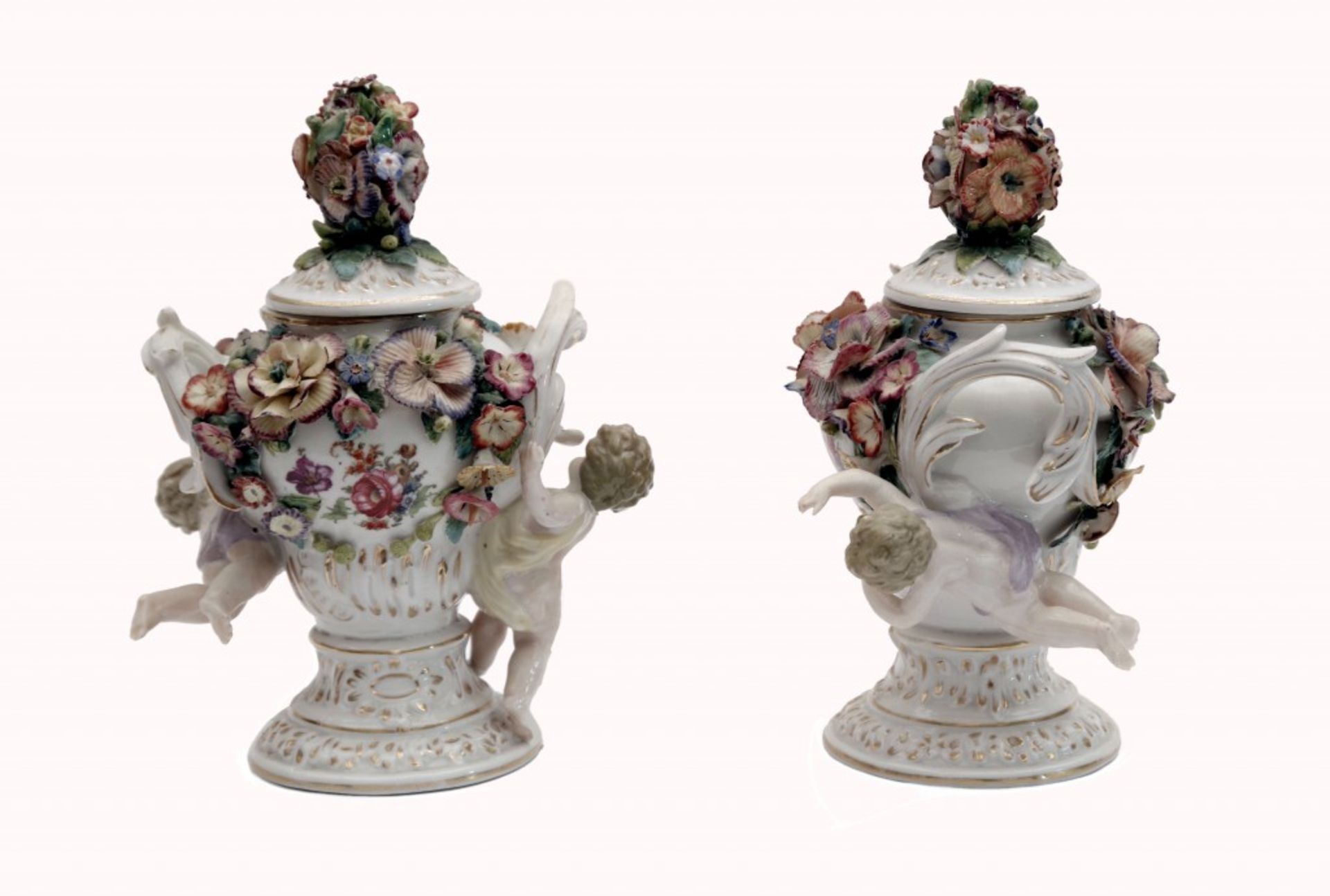 A Pair of Porcelain Covered Vases  - Image 2 of 5