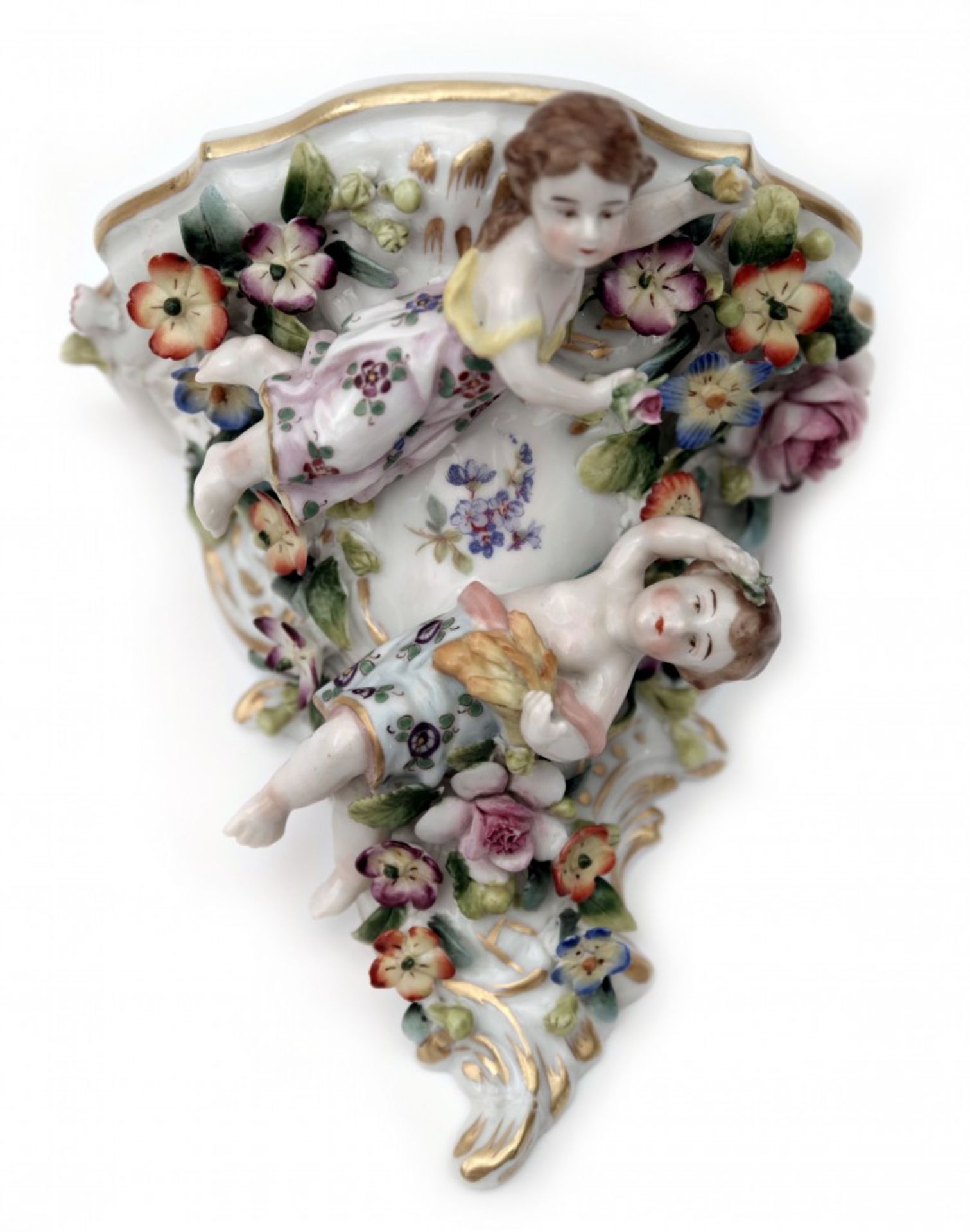 A Pair Of Porcelain Wall Consoles Style Rococo - Image 2 of 3