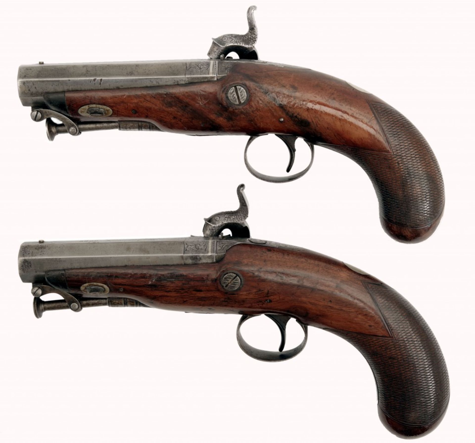 A Cased Pair of Percussion Pistols by M & R Anglin - Image 4 of 7