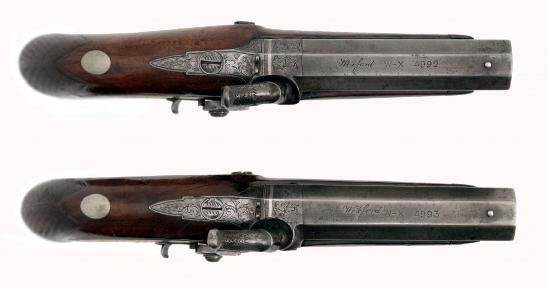 A Cased Pair of Percussion Pistols by M & R Anglin - Image 5 of 7