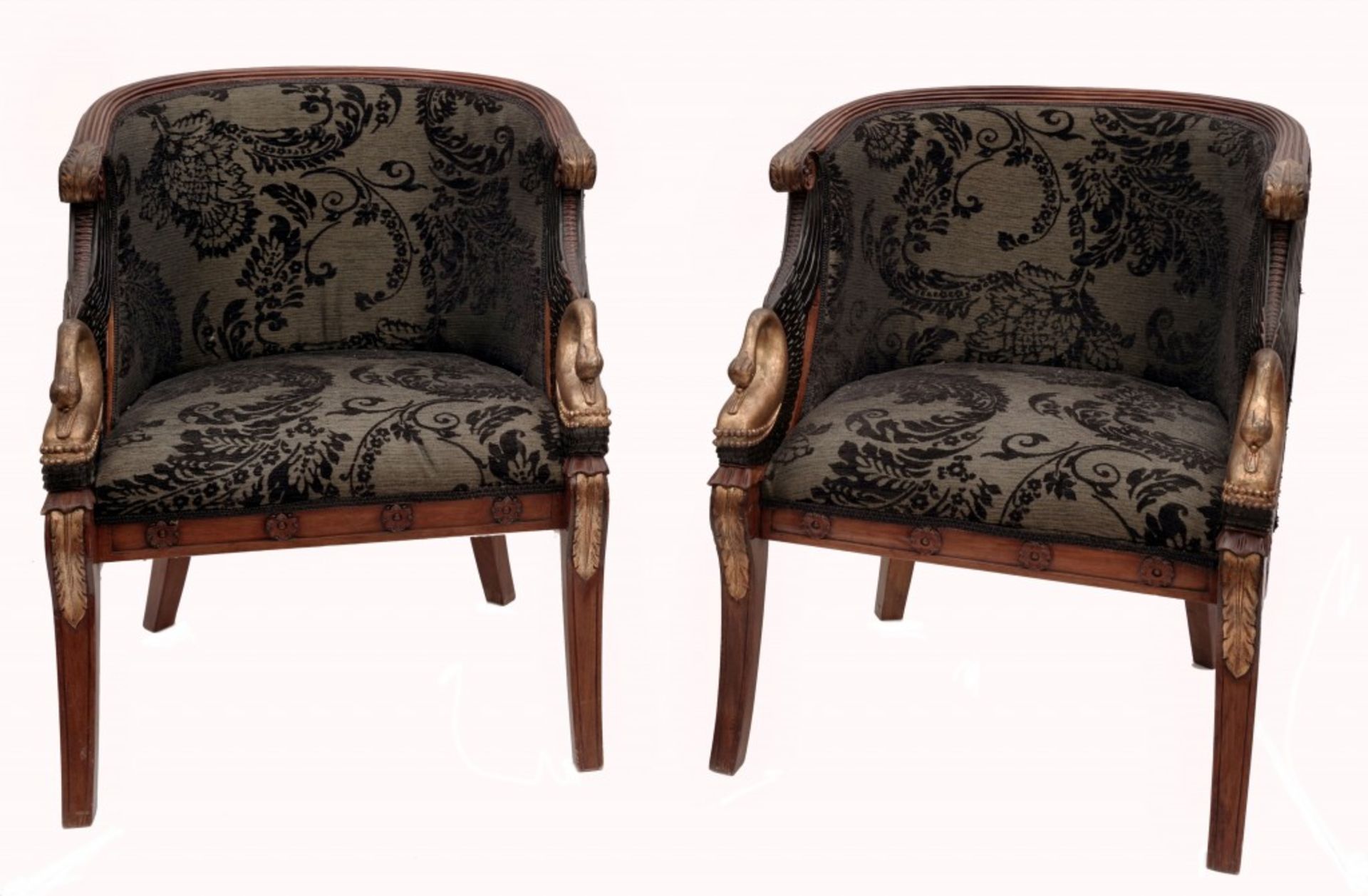 A Pair of Empire Style Barrel Chairs - Image 2 of 5