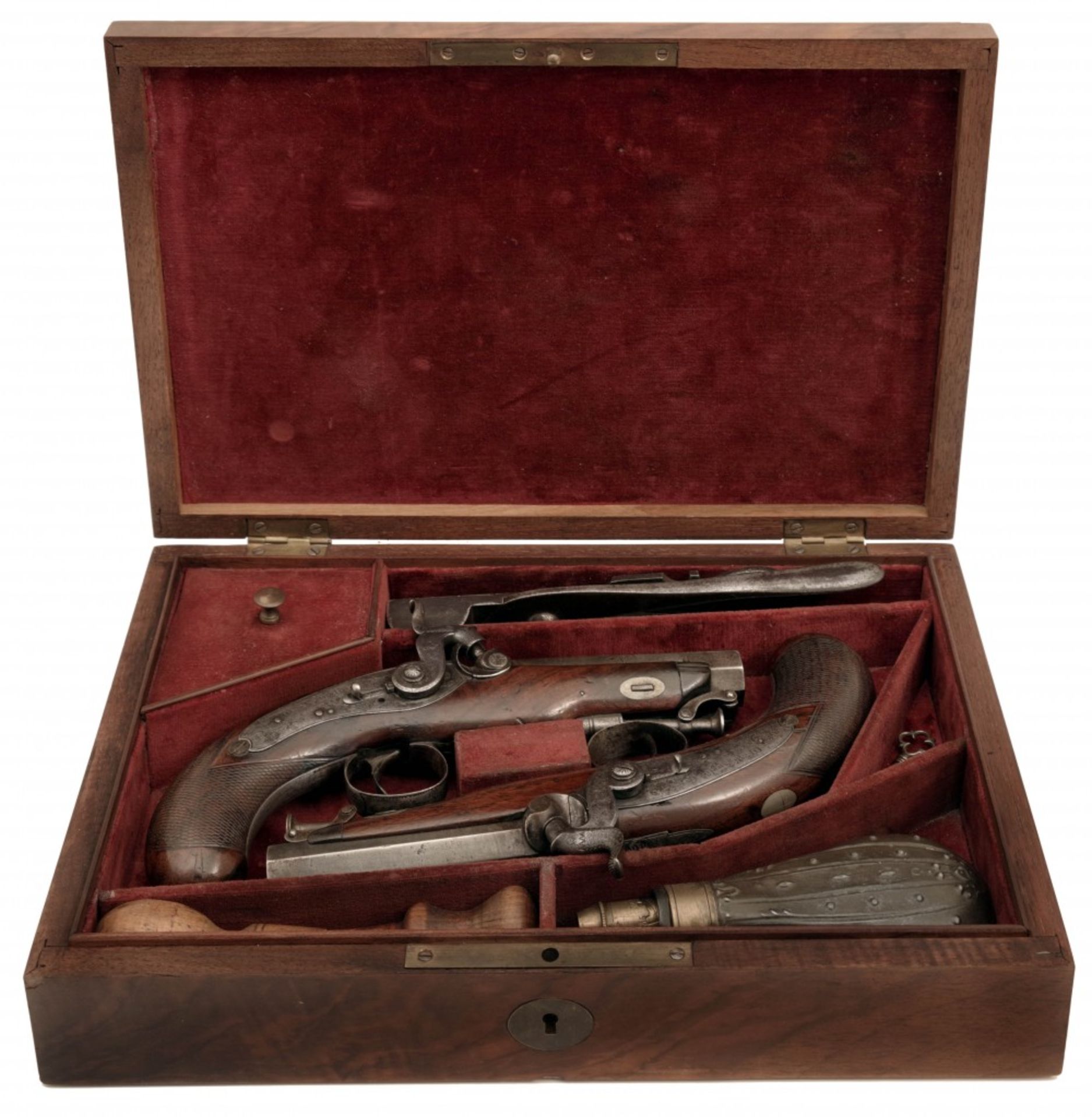 A Cased Pair of Percussion Pistols by M & R Anglin - Image 2 of 7