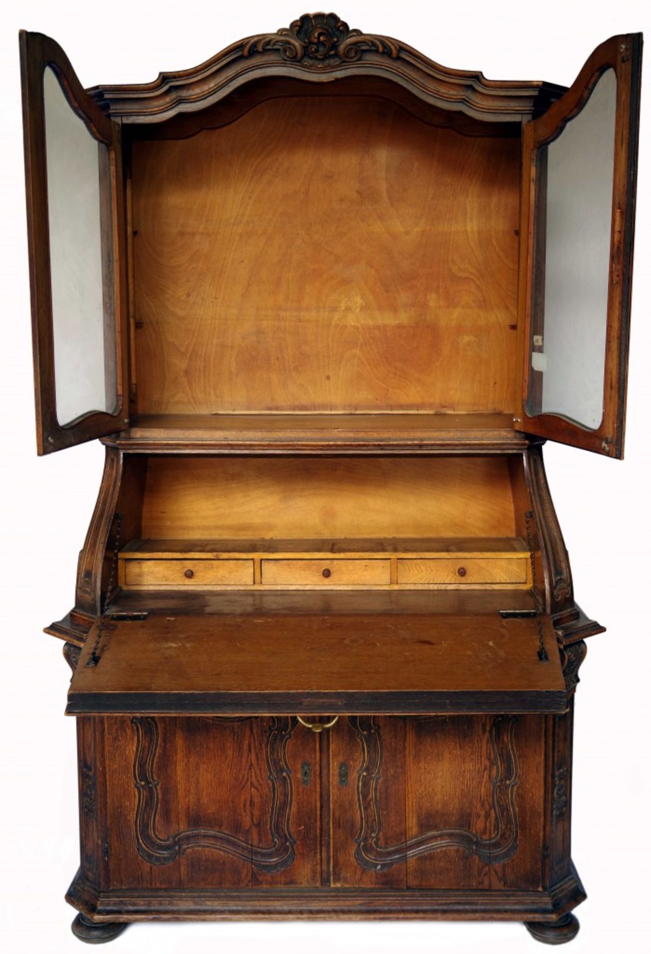 A Provincial Rococo Secretary Bookcase - Image 3 of 4