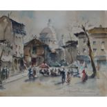 Pariser Aquarell Maler um 1940, "Auf Mont Martre"