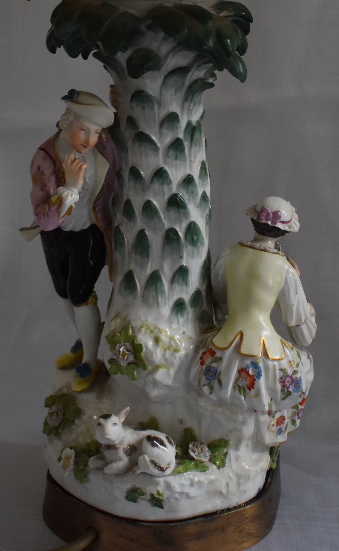 Meissen Lampe, "Paar mit Schäfchen",