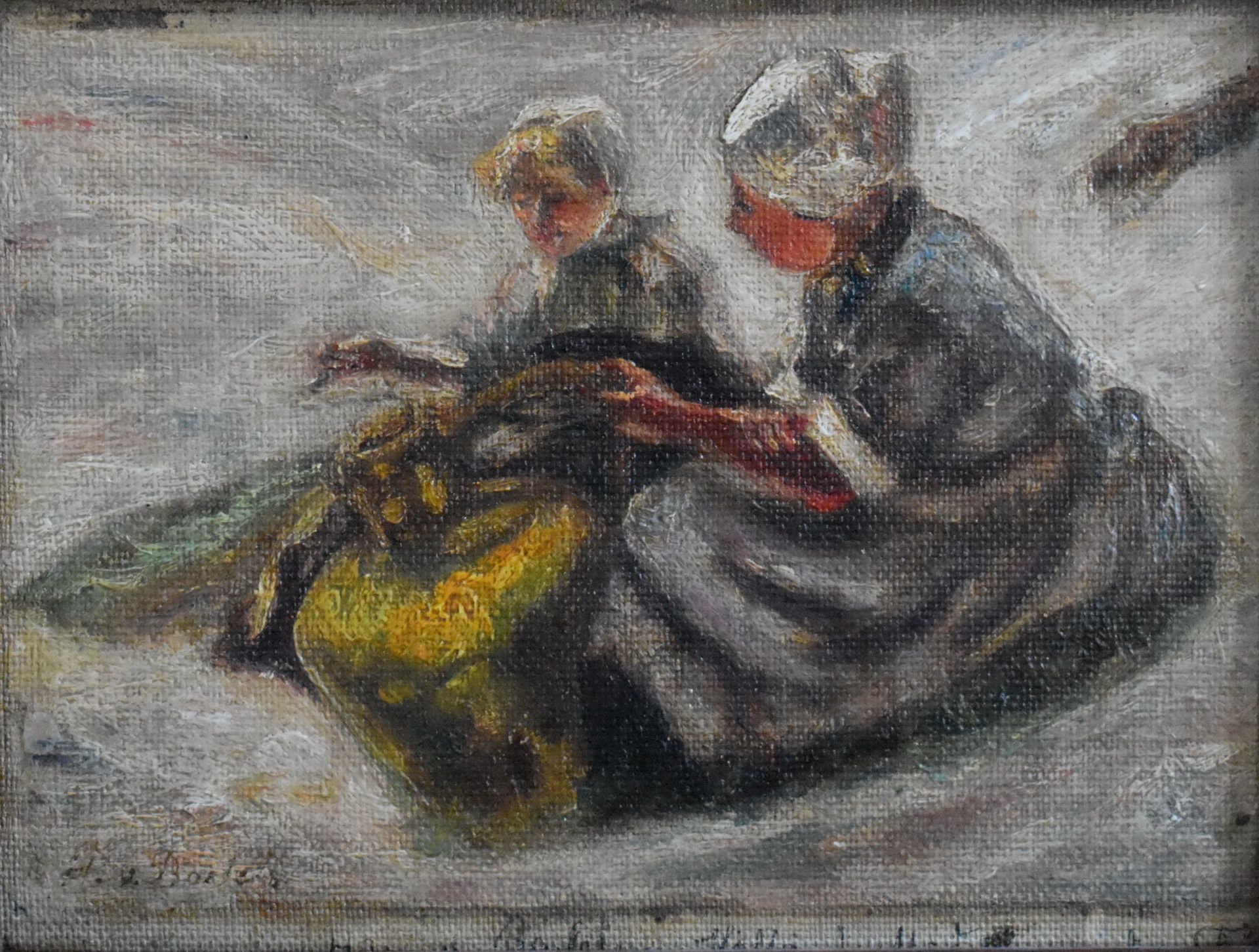Bartels, Hans von (1856 - 1913), "Zwei holländische Fischerfrauen am Strand"
