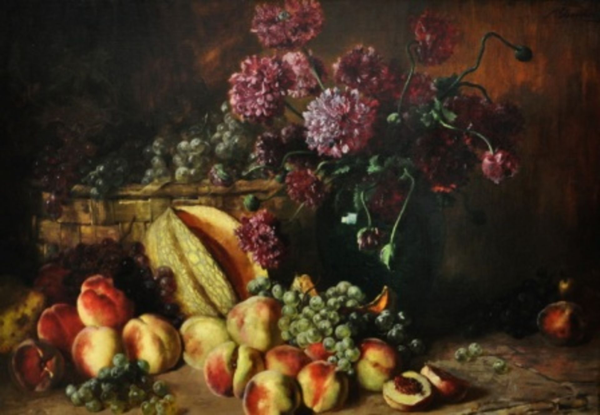 Ebersberger, Max (1852 - 1926 Nürnberg), "Stillleben mit Obst und Blumen" - Bild 2 aus 3