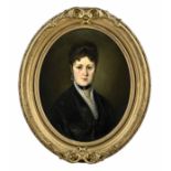 Portrait Maler , Deutschland um 1860, "Junge Frau", Öl auf Lwd., 68,5 x 55 cm, Oval, schön gerahmt