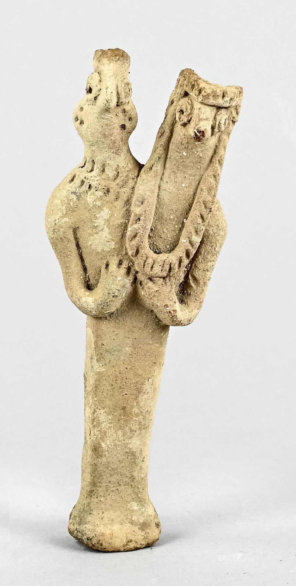 Double headed idol, Anatolia, terracotta, man and woman, two arms in front of the chest on the body