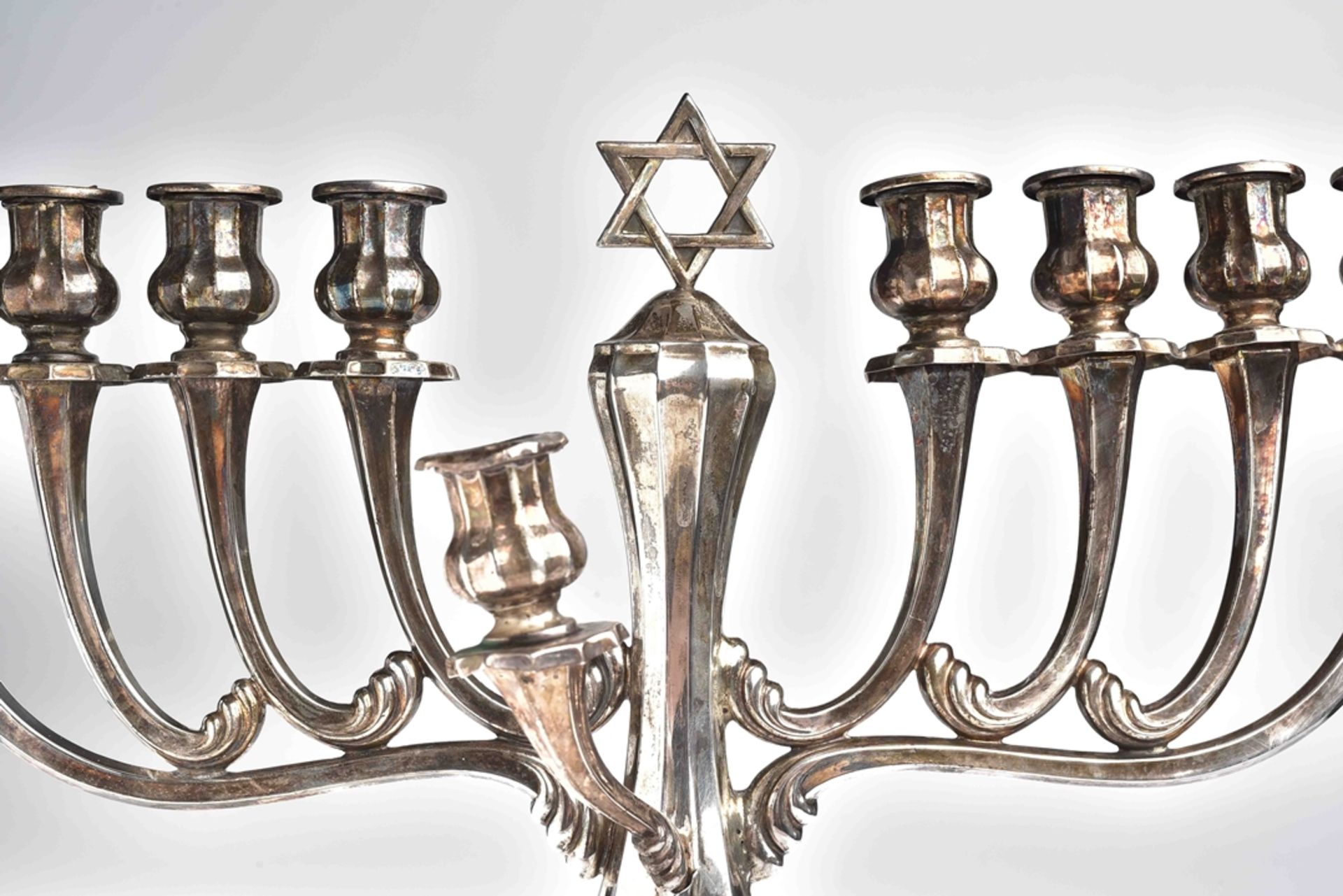 Hanukkah candlestick, Germany c. 1920/30, silver, 925 sterling silver hallmarked, master's mark (il - Image 3 of 4