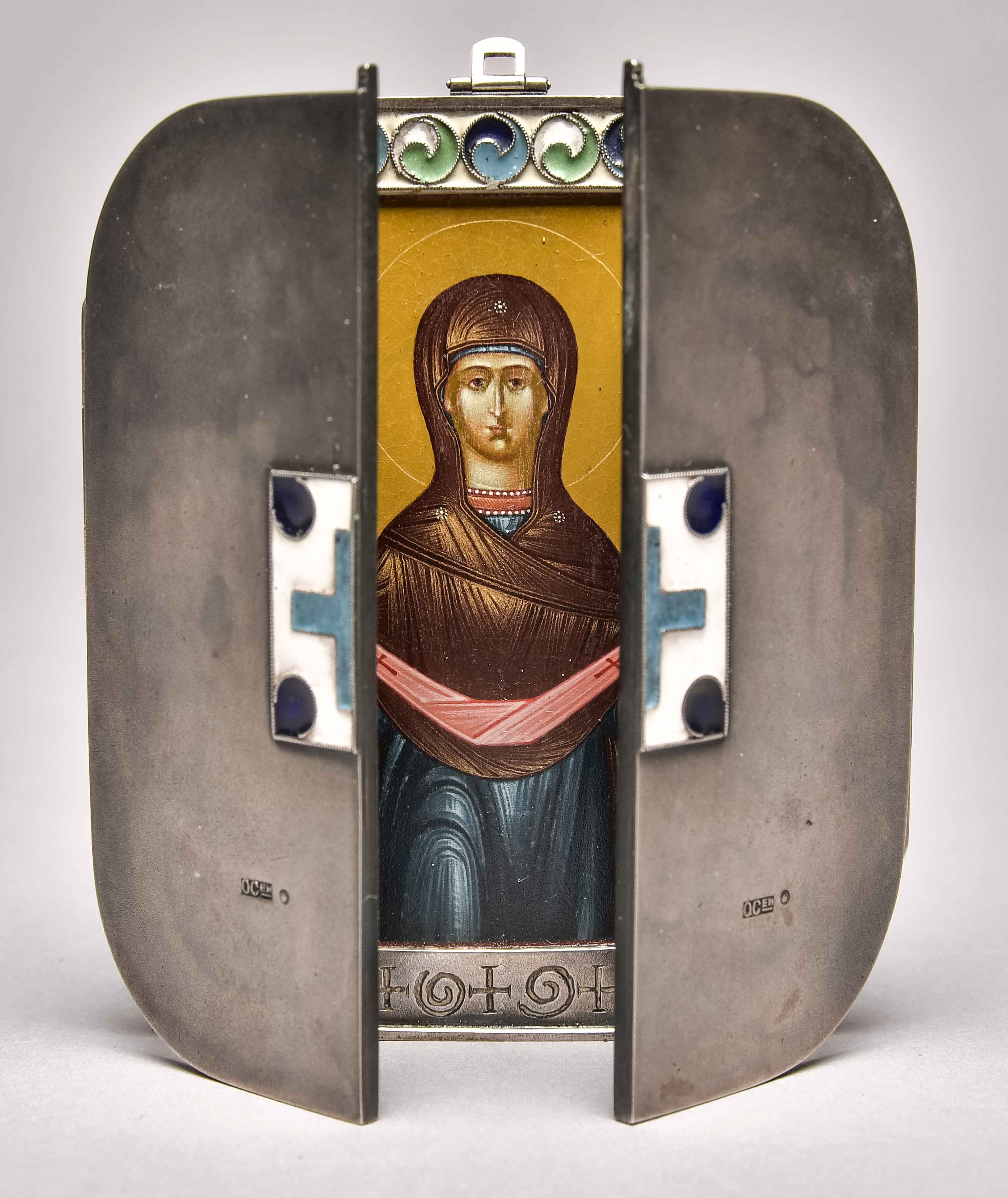Silver icon, Russia, c. 1900, "Mary as intercessor", silver, 84 hallmarked, master's mark "O.C.E.I" - Image 3 of 7