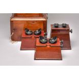 3 Stereo - Betrachter, Handgucker, um 1900/1910, Firma Unis France, verschiedene Größen, Höhe 20 x
