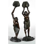 Paar Figuren, "Krabbenfischer", Ashinaga &Tenaga, Japan, Meiji - Periode (1868 - 1912), Bronze, bra