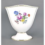 Große Fächervase, Meissen, Porzellan, Knaufschwerter, blaue Schwertermarke Meissen, reiche Blumenma