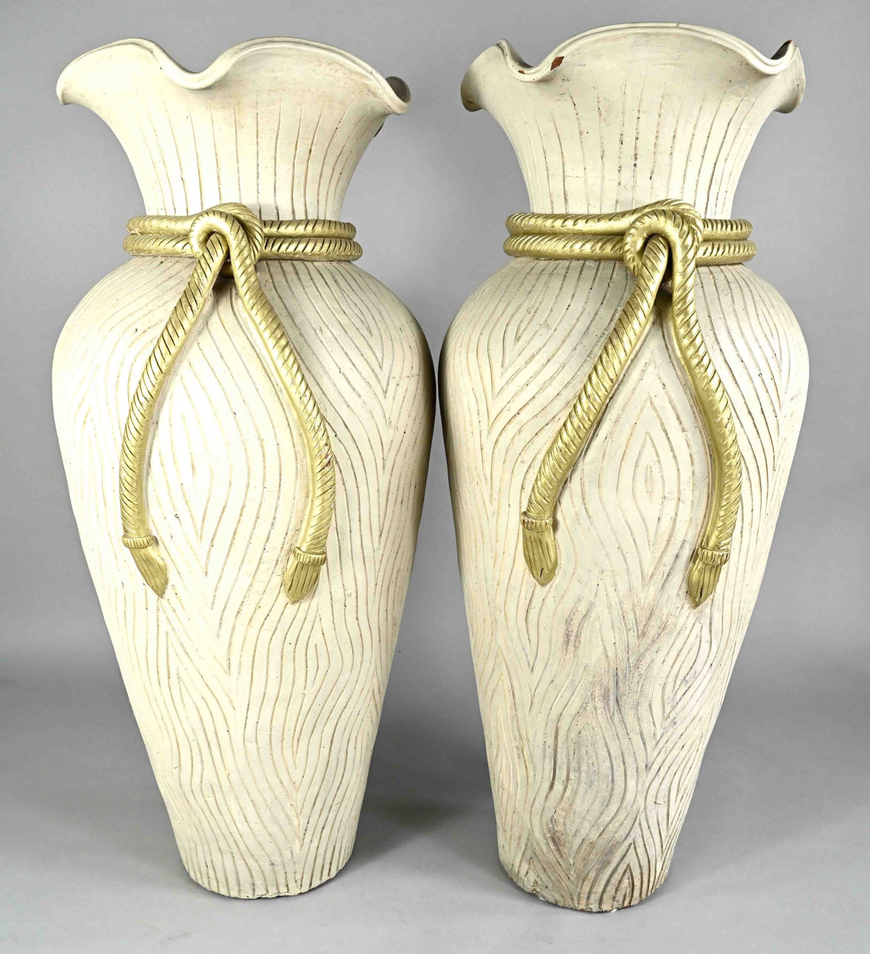 Pair of decorative large vases, Italy 1st half 20th century, terracotta, height 136 cm, from the es