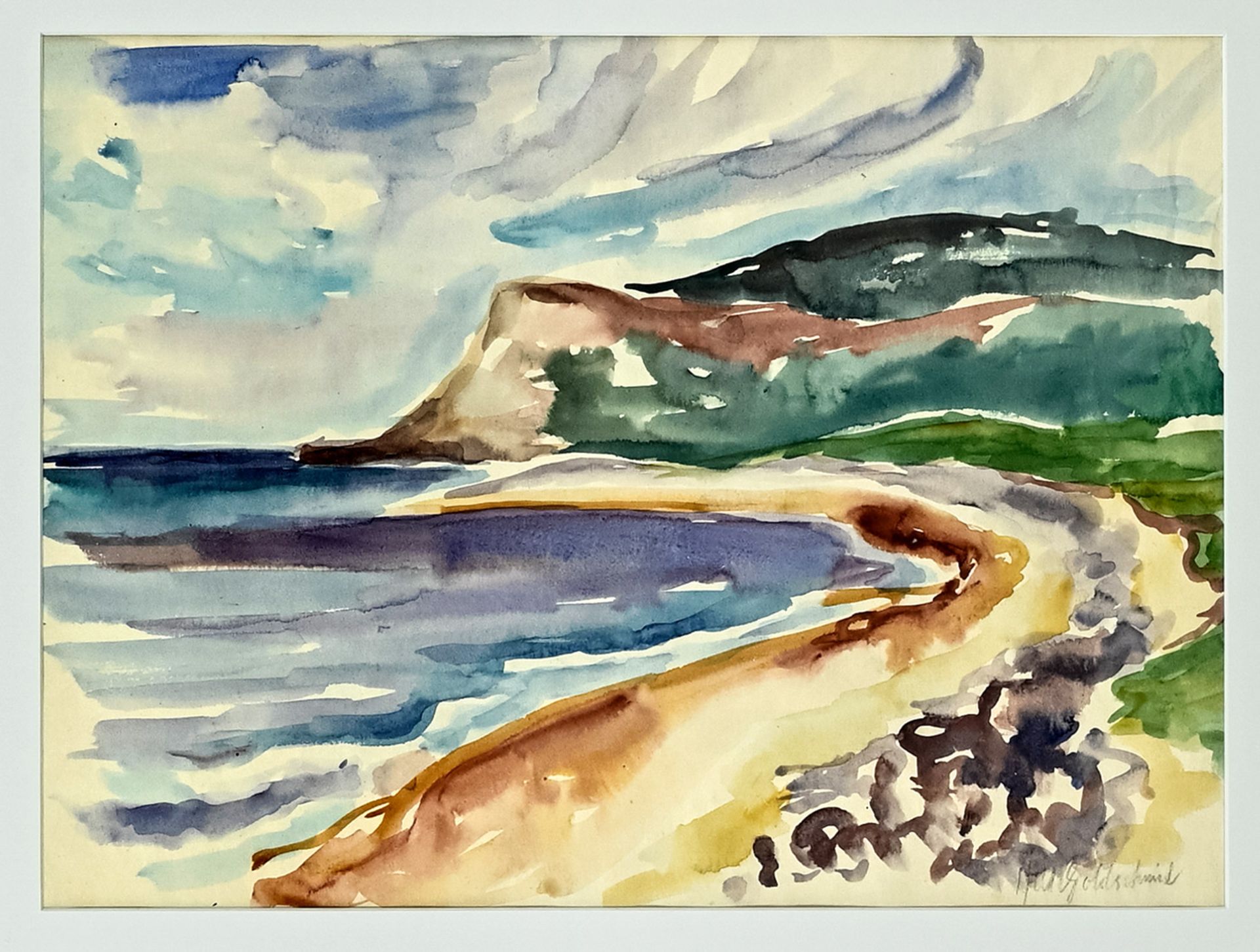 Goldschmidt, Hilde (1897 Leipzig - 1980 Kitzbühel), "Chalk cliffs on Rügen", watercolor, 33 x45 cm,