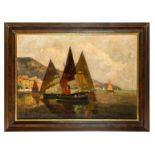 Weber, Rudolf (1877 Hannover - 1952 Peine), " Segelboote", Öl auf Lwd., 70 x 100 cm, gerahmt, links