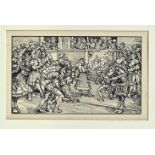 Seitz, Otto (1846 - 1912 München), "Ritterspiele", Tuschfederzeichnung, 13,5 x 21 cm, rechts oben s