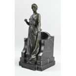 Frick, Ferdinand (1878 - 1939), "Griechische Dichterin Erina mit Stift und Papyrus", Bronzefigur mi