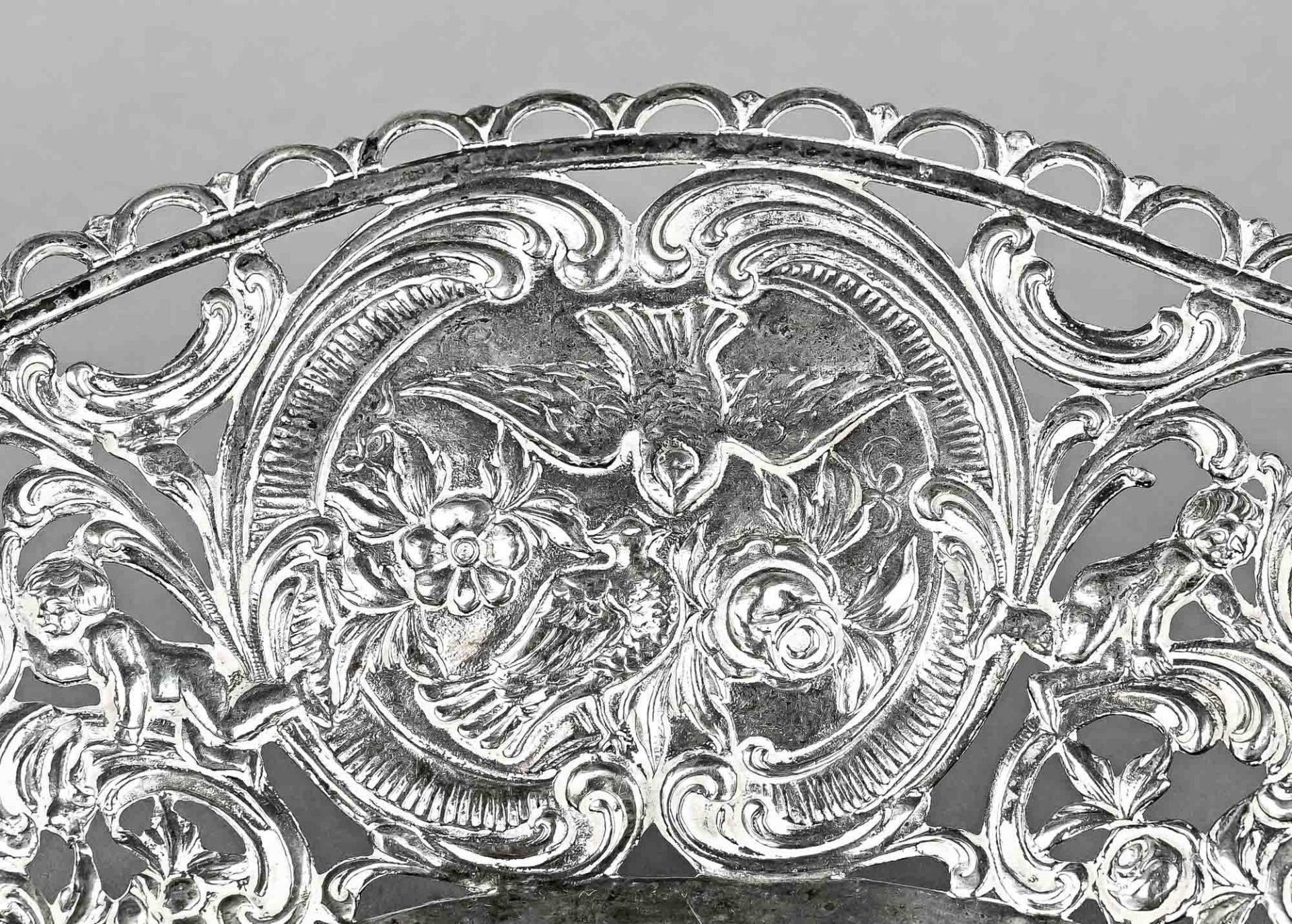 Large silver fruit bowl, Germany circa 1900, silver 800 hallmarked, mirror plastically decorated wi - Image 2 of 4