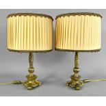 Paar Tischlampen um 1920, Zinkguss vergoldet, Höhe 65 cm, guter Zustand