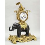 Elefantenpendule, Frankreich, 2. H. 19. Jh., Pendule mit Uhr im Howdah, Bronze feuervergoldet, teil