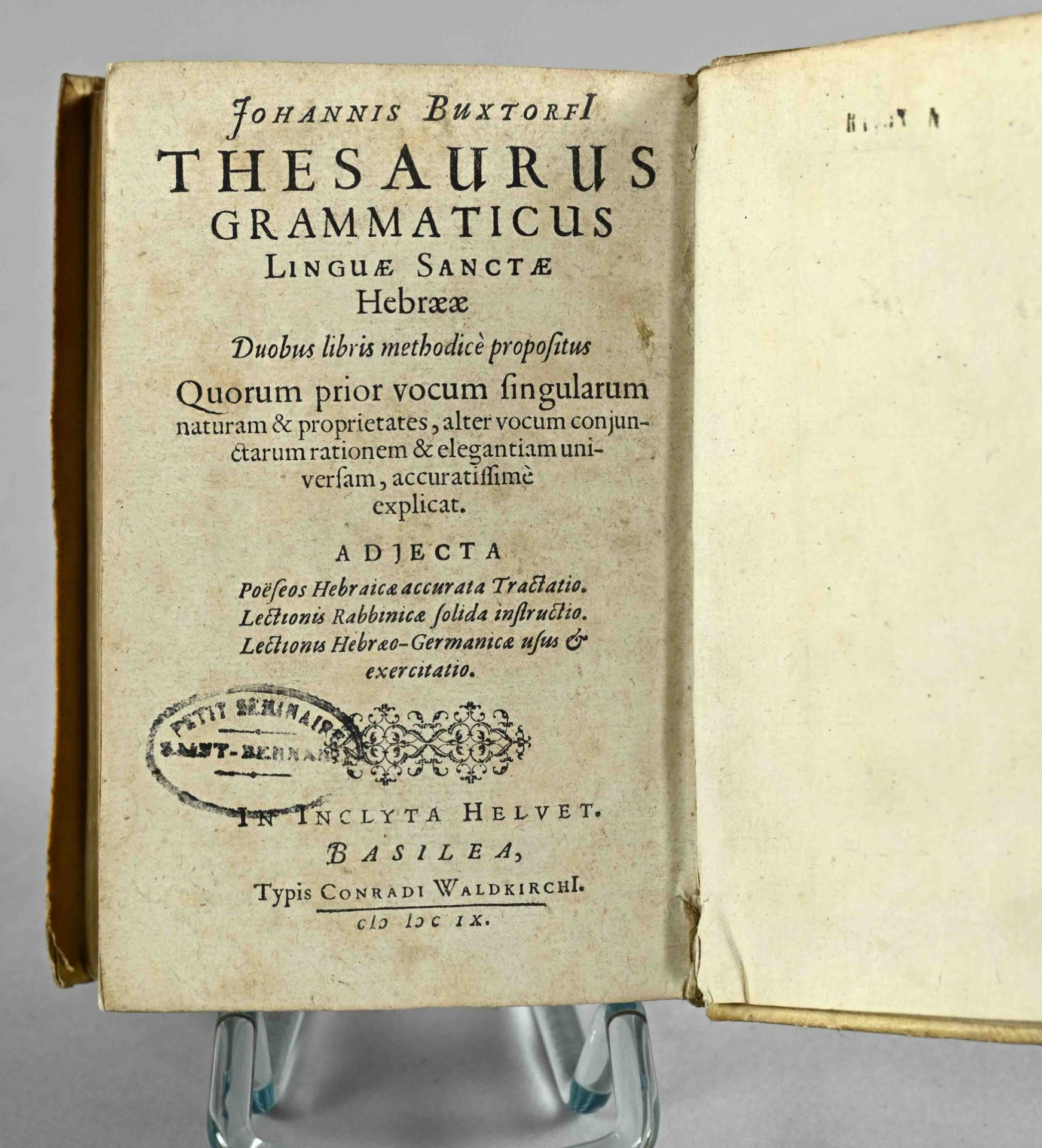 Buxtorf, Johann (1564-1629), Thesaurus Grammaticus Linguae Sanctae Hebraeae. - Bild 3 aus 3
