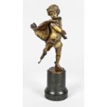 Monogrammist "J. N.", Bronzefigur, Frankreich/Paris um 1880, "Schlittschuhläuferin", feine Bronze a