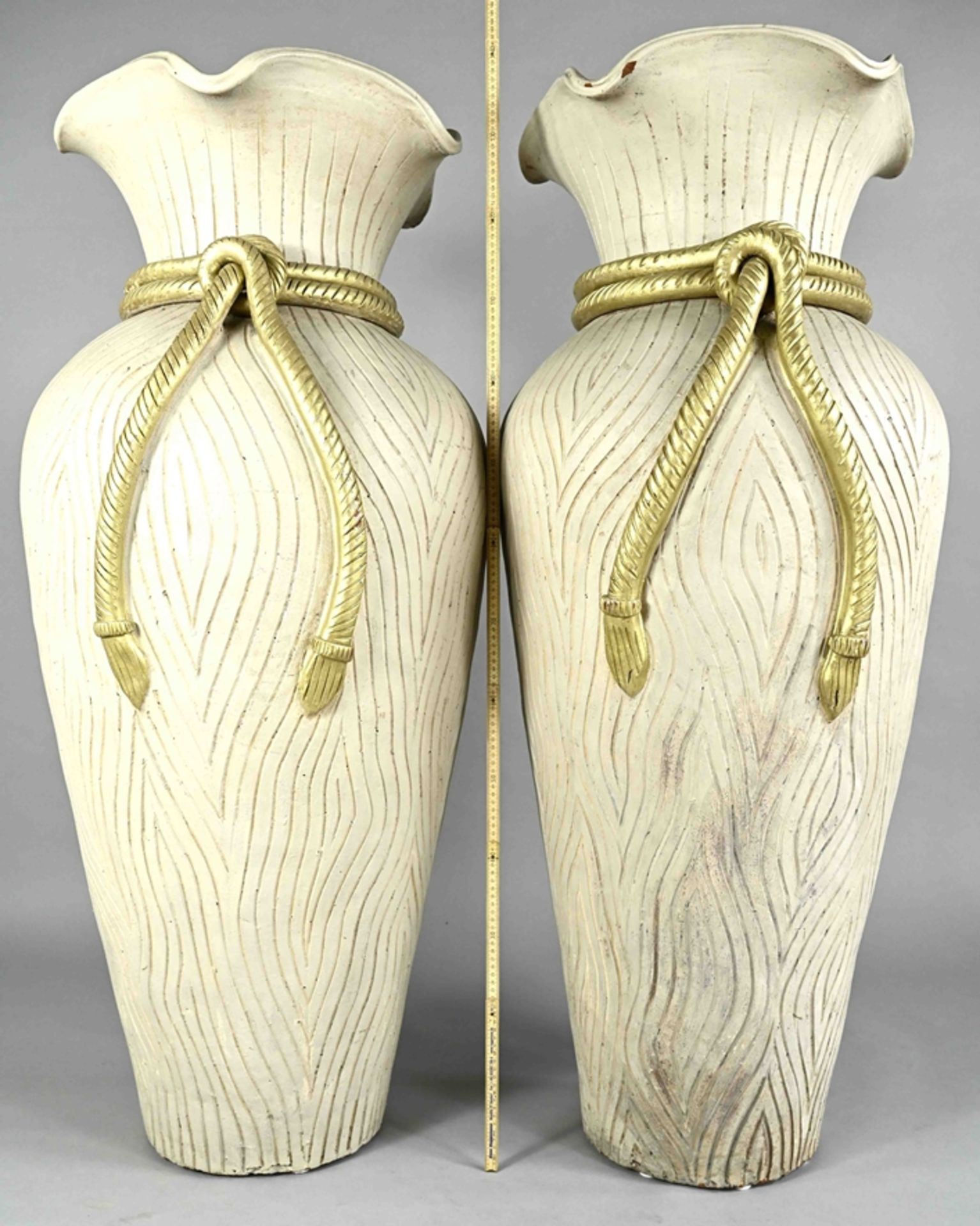 Pair of decorative large vases, Italy 1st half 20th century, terracotta, height 136 cm, from the es - Image 2 of 3