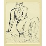 Otto, Lothar (1893 - 1970 Krailing), "Sitzende Frau", Tuschfederzeichnung, auf Papier, 27 x 22 cm,