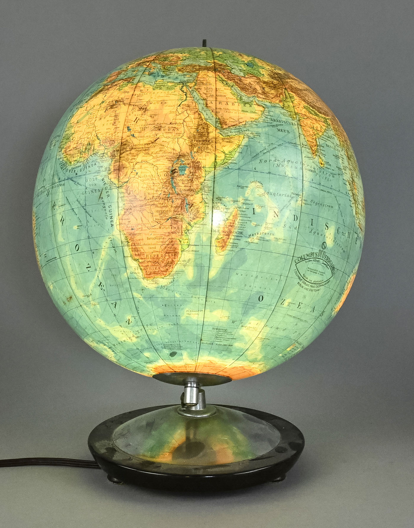 Globe, German, around 1950, Publisher Columbus, Paul Oestergaard, Berlin and Stuttgart, height 40 c - Image 2 of 4