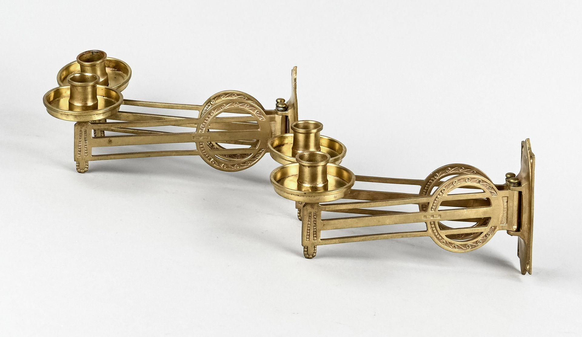 Pair of piano candlesticks, Germany c. 1920, brass, length 23 cm - Image 3 of 3