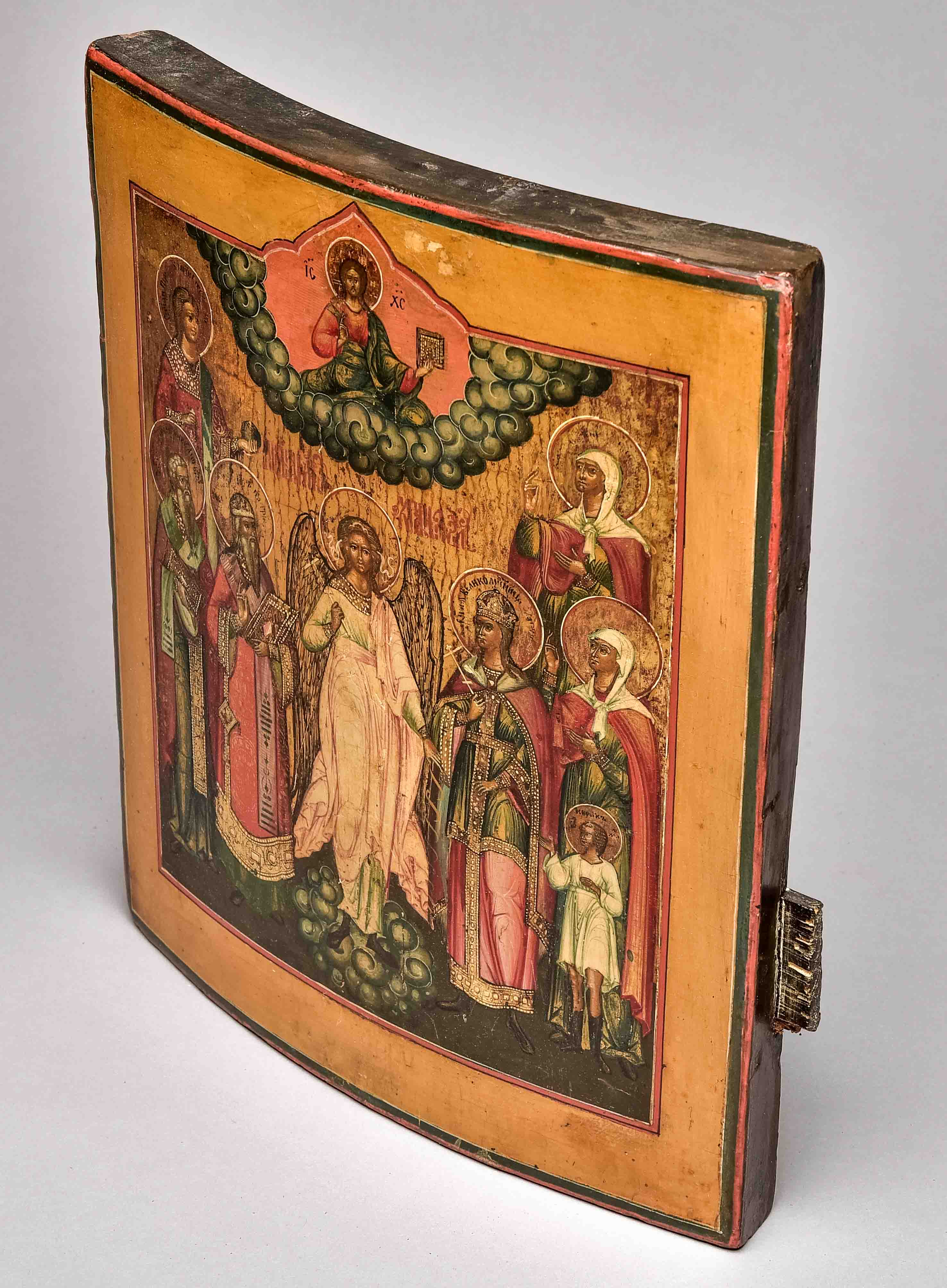 Icon, Russia, 18th/19th century "Archangel Michael with Saints", wood, chalk ground, egg tempera, 3 - Image 3 of 4