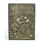 Bronzerelief, "Falstaff und sein Fräulein", Bronze 21 x 15