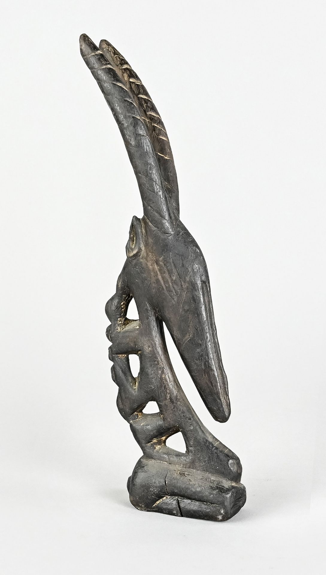 Small simple antelope figure Tjiwara, Bambara, Mali, in abstract Sikasso style, on carved neck, woo - Image 3 of 3