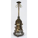 Große Tischlampe, Deutschland um 1920, Bronze, figürliche Lampenfuß, " Atlanten halten die Weltkuge