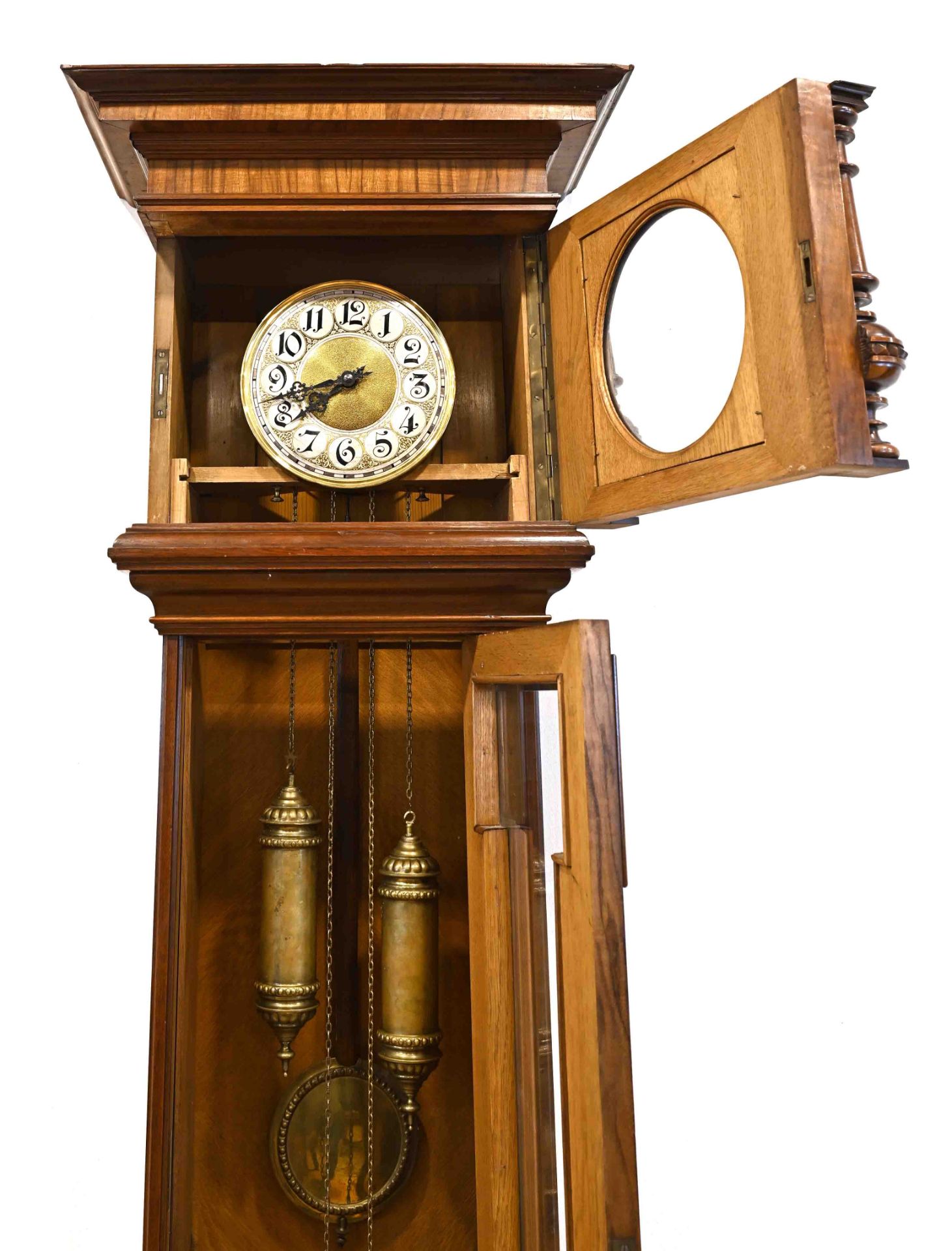 Impressive grandfather clock from the Wilhelminian period, around 1900 in Berlin, solid walnut with - Image 2 of 7