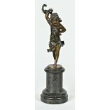 Iffland, Franz (1862 - 1935), "Tanzendes Mädchen", Bronze, schön patiniert, auf Marmorsockel, 25,5