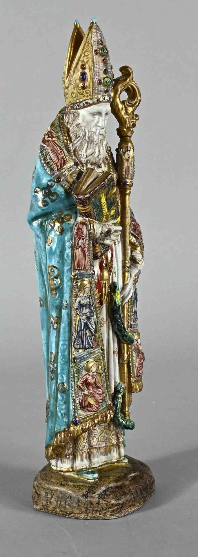 Prof. Pattarino, Eugenio (1885 - 1971 Italy), "Saint Nicholas", ceramic figure, colored, gold paint - Image 2 of 6