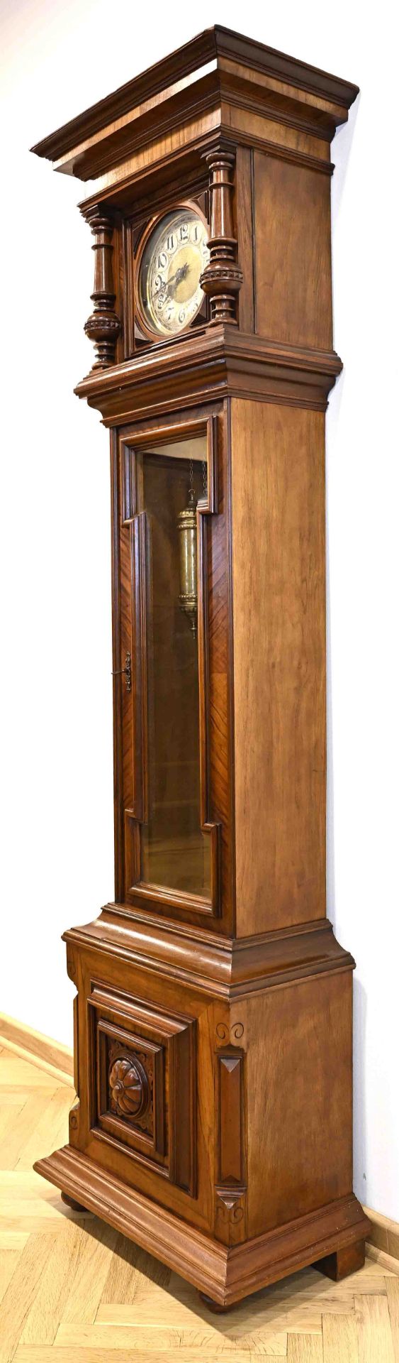 Impressive grandfather clock from the Wilhelminian period, around 1900 in Berlin, solid walnut with - Image 6 of 7