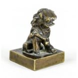 Chinesischer Siegel-Stempel, Palst Fo Hund als Griff, 3,2 x3,5 cm, Höhe 4,5 cm