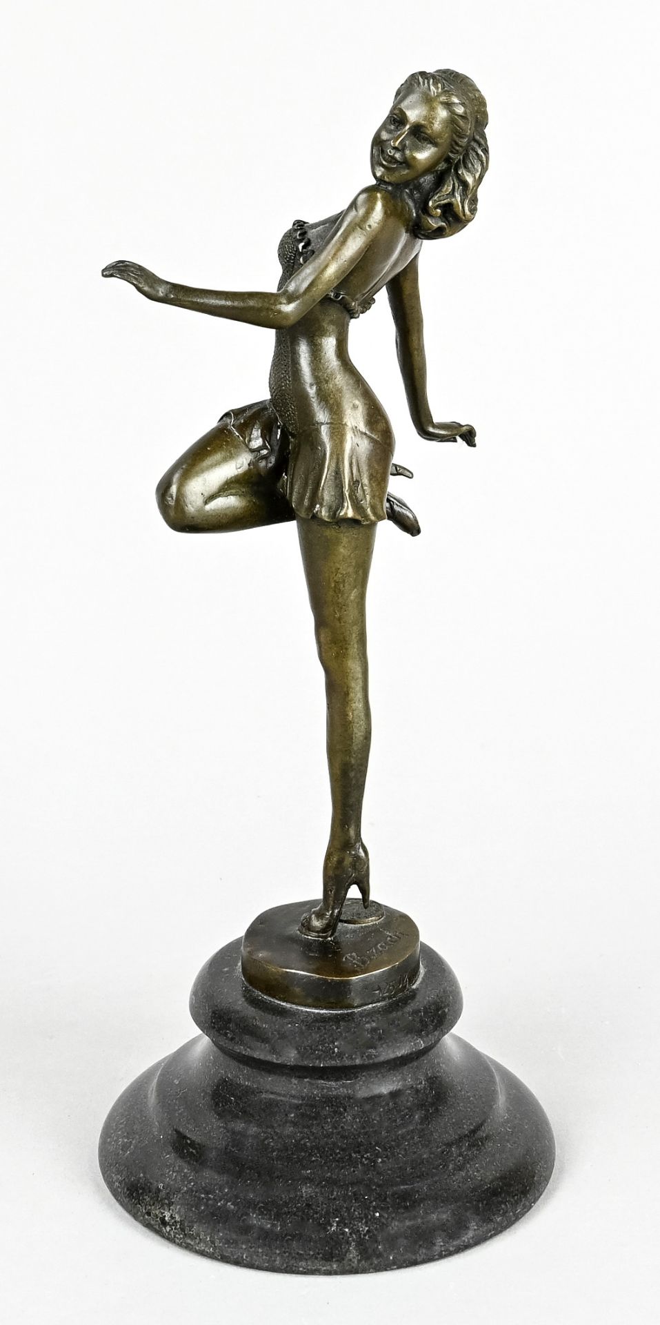 Zack, Bruno, " Dancer", France 2nd half 20th century, penny mark, stepped marble base, signed in th