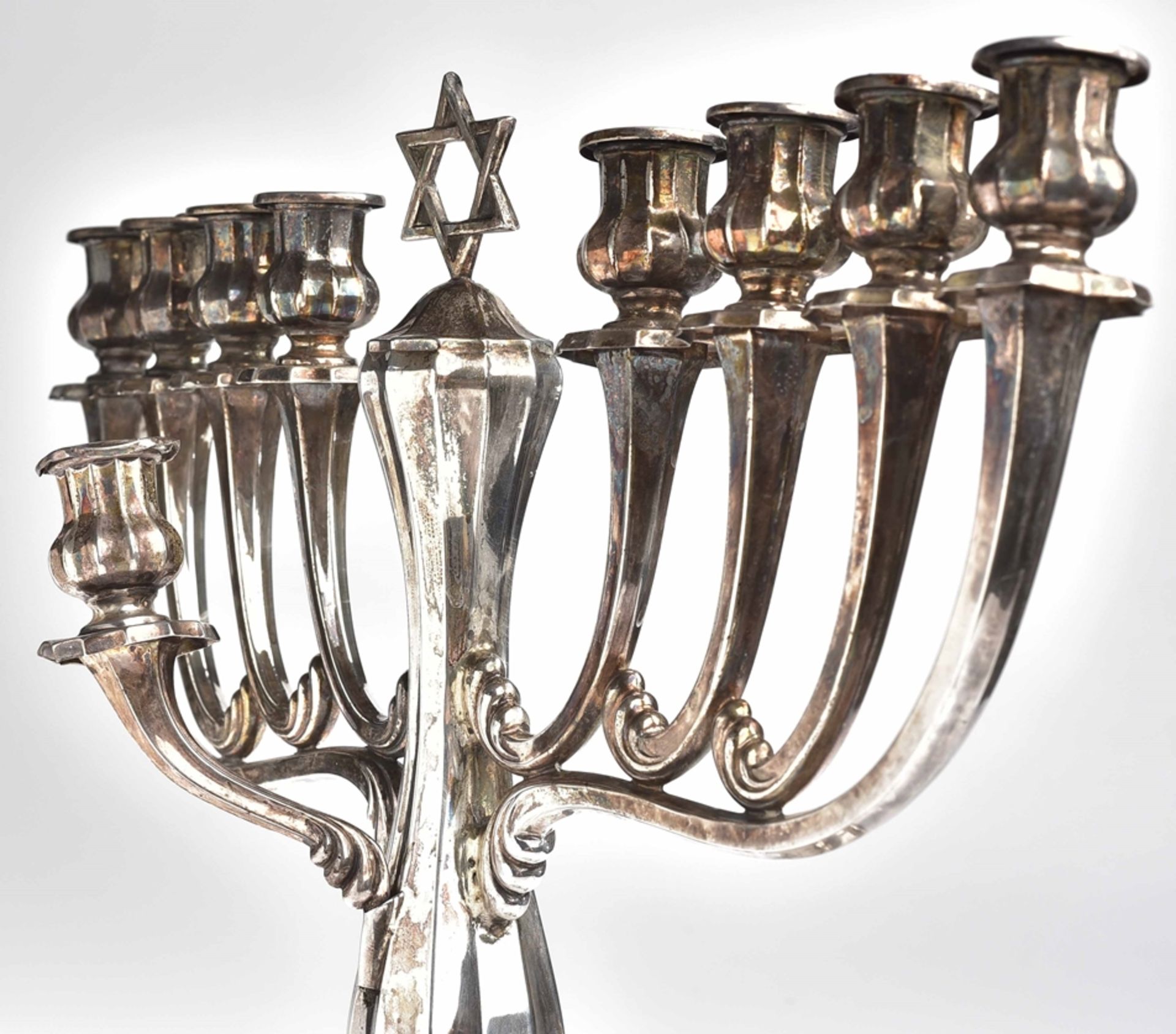 Hanukkah candlestick, Germany c. 1920/30, silver, 925 sterling silver hallmarked, master's mark (il - Image 2 of 4