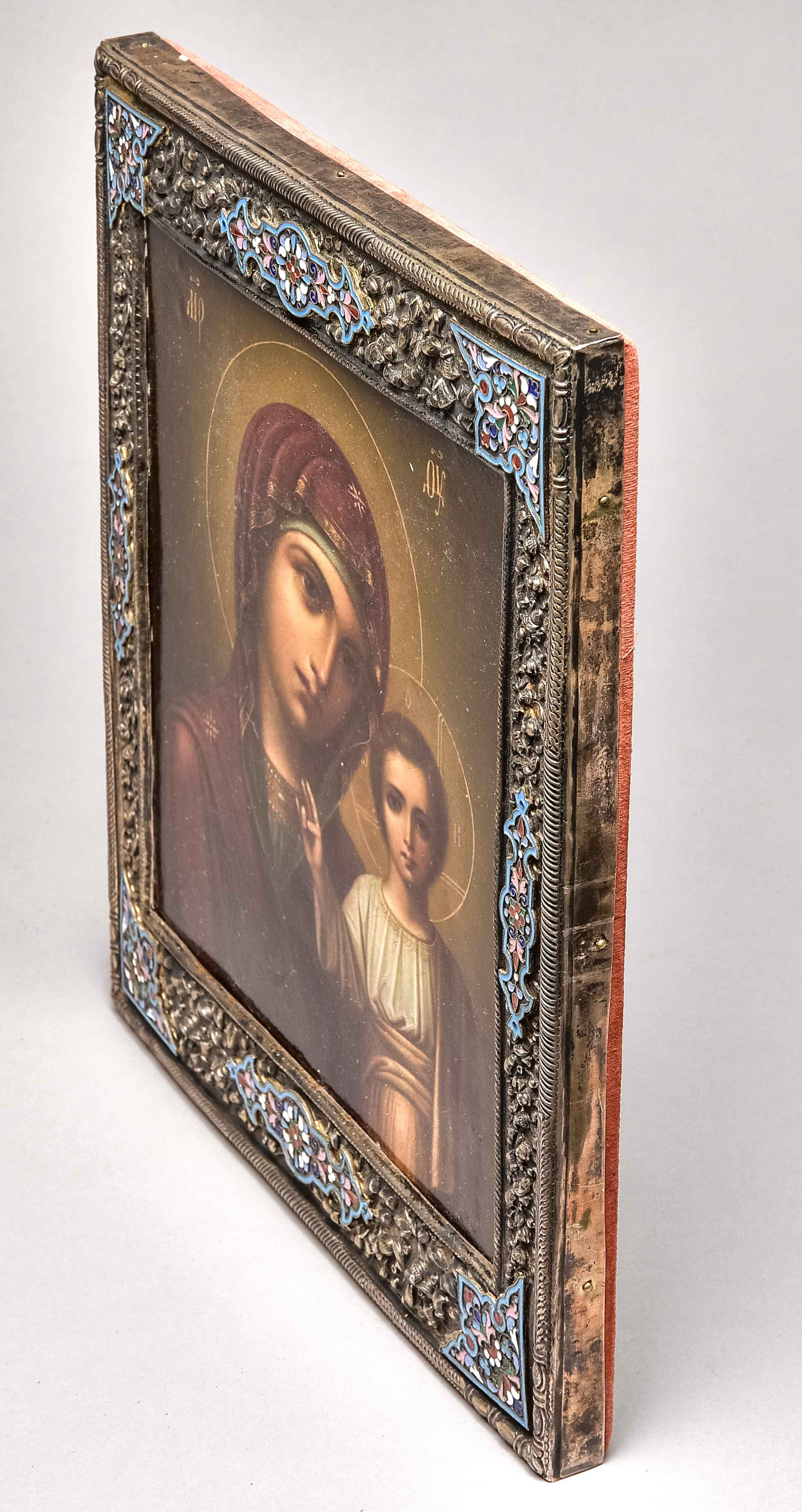 Icon, Russia, 19th century, "Mother of God of Kazan", wood, egg tempera on chalk, silver ochre with - Image 2 of 5