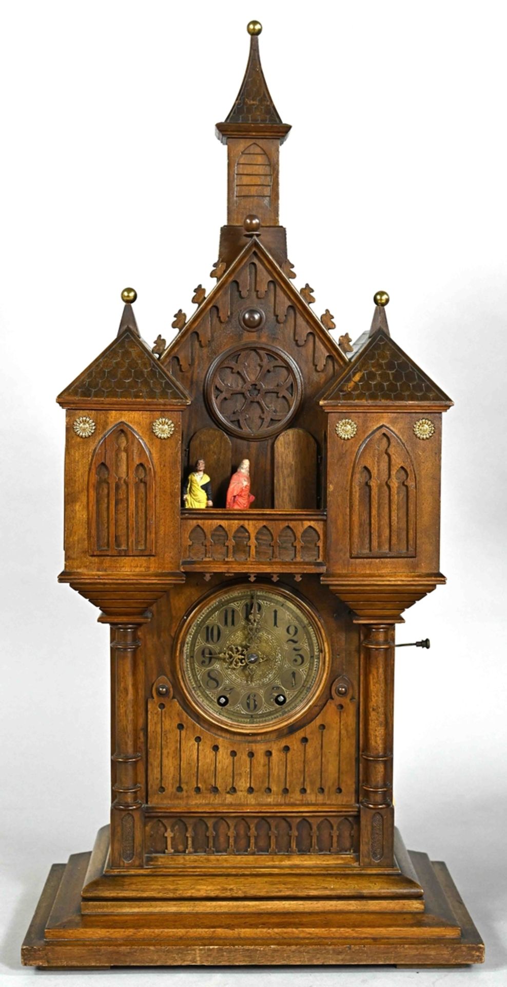 Museal Black Forest apostle clock, Gordian Hettich Sohn, Furtwangen, Black Forest around 1890. Waln - Image 14 of 15